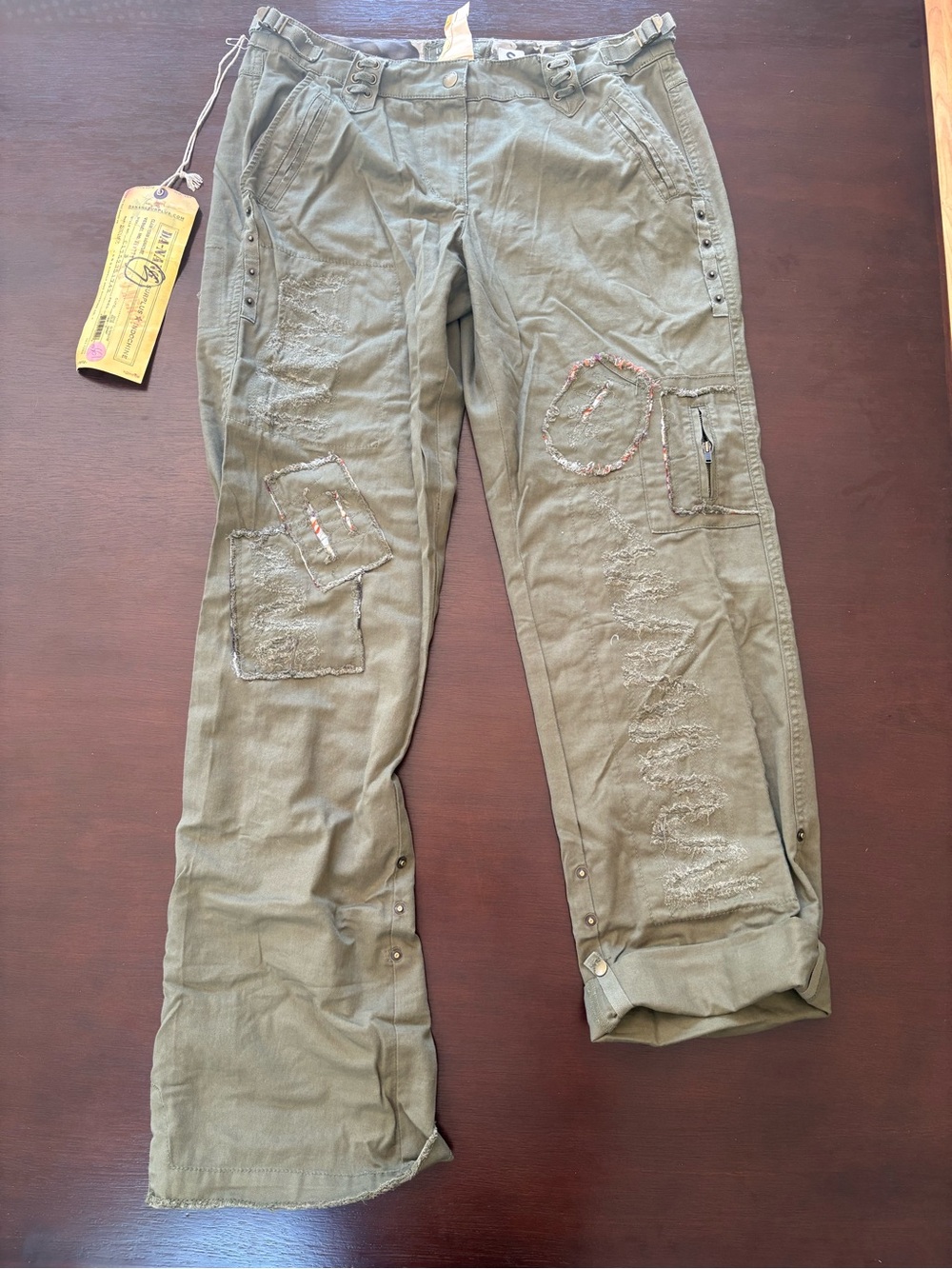 Da-Nang Olive Green Cargo Patchwork Pants